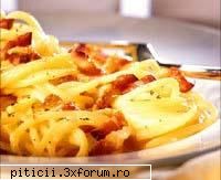 spaghete carbonara 1/2 kilogram spaghete3 linguri ulei masline3 oua batute1/2 cana parmezan1 cana Administrator Piticii